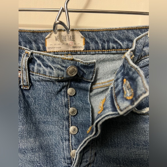 Free People Stella High Waisted Raw Hem Skinny Denim Jeans Size 29 Button Fly - Picture 3 of 8